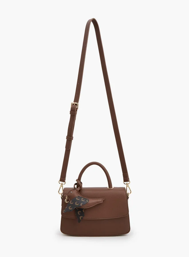 Le Confort Monogram Bird Charm Satchel Bag With Adjustable Strap